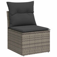 Thumbnail for 7-tlg. Garten-Sofagarnitur mit Kissen Grau Poly Rattan