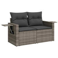 Thumbnail for 7-tlg. Garten-Sofagarnitur mit Kissen Grau Poly Rattan