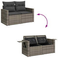 Thumbnail for 7-tlg. Garten-Sofagarnitur mit Kissen Grau Poly Rattan