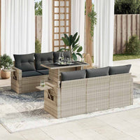 Thumbnail for 7-tlg. Garten-Sofagarnitur mit Kissen Hellgrau Poly Rattan