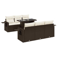 Thumbnail for 7-tlg. Garten-Sofagarnitur mit Kissen Braun Poly Rattan