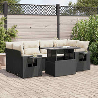 Thumbnail for 7-tlg. Garten-Sofagarnitur mit Kissen Schwarz Poly Rattan
