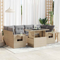 Thumbnail for 7-tlg. Garten-Sofagarnitur mit Kissen Beige Poly Rattan