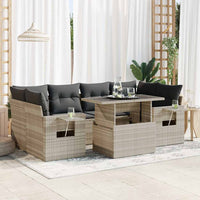 Thumbnail for 7-tlg. Garten-Sofagarnitur mit Kissen Hellgrau Poly Rattan
