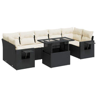 Thumbnail for 8-tlg. Garten-Sofagarnitur mit Kissen Schwarz Poly Rattan