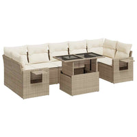 Thumbnail for 8-tlg. Garten-Sofagarnitur mit Kissen Beige Poly Rattan