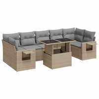 Thumbnail for 8-tlg. Garten-Sofagarnitur mit Kissen Beige Poly Rattan