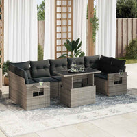 Thumbnail for 8-tlg. Garten-Sofagarnitur mit Kissen Grau Poly Rattan