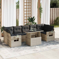 Thumbnail for 8-tlg. Garten-Sofagarnitur mit Kissen Hellgrau Poly Rattan