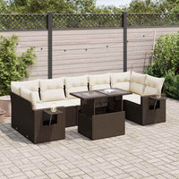 Thumbnail for 8-tlg. Garten-Sofagarnitur mit Kissen Braun Poly Rattan