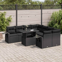 Thumbnail for 9-tlg. Garten-Sofagarnitur mit Kissen Schwarz Poly Rattan