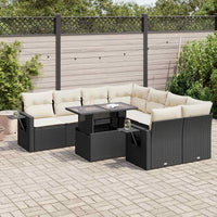 Thumbnail for 9-tlg. Garten-Sofagarnitur mit Kissen Schwarz Poly Rattan
