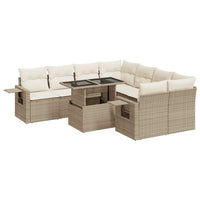 Thumbnail for 9-tlg. Garten-Sofagarnitur mit Kissen Beige Poly Rattan