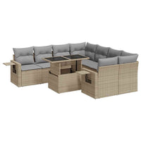 Thumbnail for 9-tlg. Garten-Sofagarnitur mit Kissen Beige Poly Rattan