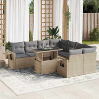 Thumbnail for 9-tlg. Garten-Sofagarnitur mit Kissen Beige Poly Rattan