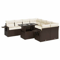 Thumbnail for 9-tlg. Garten-Sofagarnitur mit Kissen Braun Poly Rattan