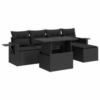 Thumbnail for 6-tlg. Garten-Sofagarnitur mit Kissen Schwarz Poly Rattan
