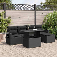 Thumbnail for 6-tlg. Garten-Sofagarnitur mit Kissen Schwarz Poly Rattan