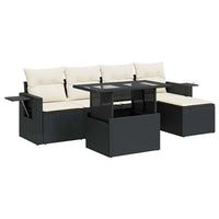 Thumbnail for 6-tlg. Garten-Sofagarnitur mit Kissen Schwarz Poly Rattan