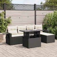 Thumbnail for 6-tlg. Garten-Sofagarnitur mit Kissen Schwarz Poly Rattan