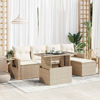 Thumbnail for 6-tlg. Garten-Sofagarnitur mit Kissen Beige Poly Rattan