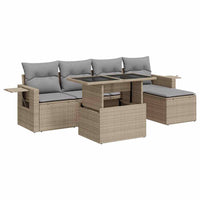 Thumbnail for 6-tlg. Garten-Sofagarnitur mit Kissen Beige Poly Rattan