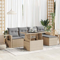 Thumbnail for 6-tlg. Garten-Sofagarnitur mit Kissen Beige Poly Rattan