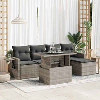 Thumbnail for 6-tlg. Garten-Sofagarnitur mit Kissen Grau Poly Rattan