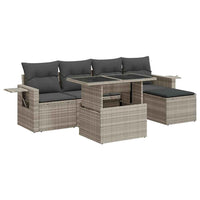 Thumbnail for 6-tlg. Garten-Sofagarnitur mit Kissen Hellgrau Poly Rattan