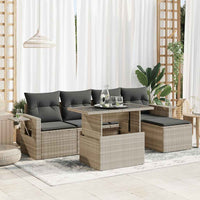 Thumbnail for 6-tlg. Garten-Sofagarnitur mit Kissen Hellgrau Poly Rattan