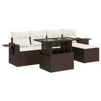 Thumbnail for 6-tlg. Garten-Sofagarnitur mit Kissen Braun Poly Rattan