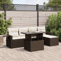 Thumbnail for 6-tlg. Garten-Sofagarnitur mit Kissen Braun Poly Rattan