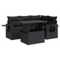 Thumbnail for 5-tlg. Garten-Sofagarnitur mit Kissen Schwarz Poly Rattan