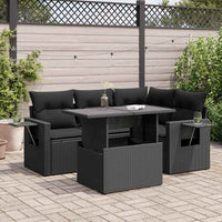 Thumbnail for 5-tlg. Garten-Sofagarnitur mit Kissen Schwarz Poly Rattan