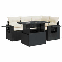 Thumbnail for 5-tlg. Garten-Sofagarnitur mit Kissen Schwarz Poly Rattan