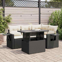 Thumbnail for 5-tlg. Garten-Sofagarnitur mit Kissen Schwarz Poly Rattan