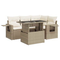 Thumbnail for 5-tlg. Garten-Sofagarnitur mit Kissen Beige Poly Rattan