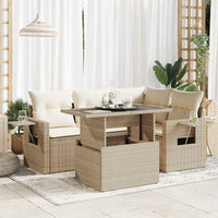 Thumbnail for 5-tlg. Garten-Sofagarnitur mit Kissen Beige Poly Rattan