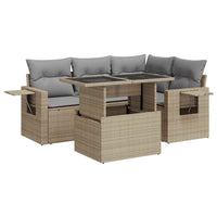 Thumbnail for 5-tlg. Garten-Sofagarnitur mit Kissen Beige Poly Rattan