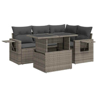 Thumbnail for 5-tlg. Garten-Sofagarnitur mit Kissen Grau Poly Rattan