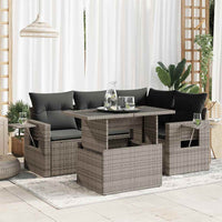 Thumbnail for 5-tlg. Garten-Sofagarnitur mit Kissen Grau Poly Rattan