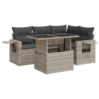 Thumbnail for 5-tlg. Garten-Sofagarnitur mit Kissen Hellgrau Poly Rattan