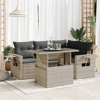 Thumbnail for 5-tlg. Garten-Sofagarnitur mit Kissen Hellgrau Poly Rattan