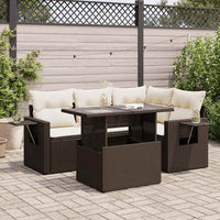 Thumbnail for 5-tlg. Garten-Sofagarnitur mit Kissen Braun Poly Rattan