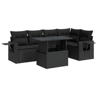 Thumbnail for 6-tlg. Garten-Sofagarnitur mit Kissen Schwarz Poly Rattan