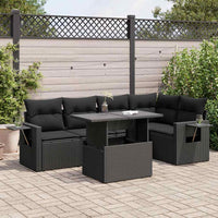 Thumbnail for 6-tlg. Garten-Sofagarnitur mit Kissen Schwarz Poly Rattan