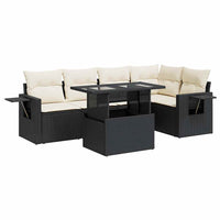 Thumbnail for 6-tlg. Garten-Sofagarnitur mit Kissen Schwarz Poly Rattan