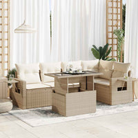 Thumbnail for 6-tlg. Garten-Sofagarnitur mit Kissen Beige Poly Rattan