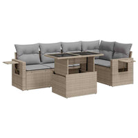 Thumbnail for 6-tlg. Garten-Sofagarnitur mit Kissen Beige Poly Rattan