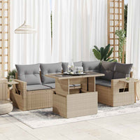 Thumbnail for 6-tlg. Garten-Sofagarnitur mit Kissen Beige Poly Rattan